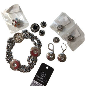 Magnolia and Vine Snap Bracelet and Earring Bundle